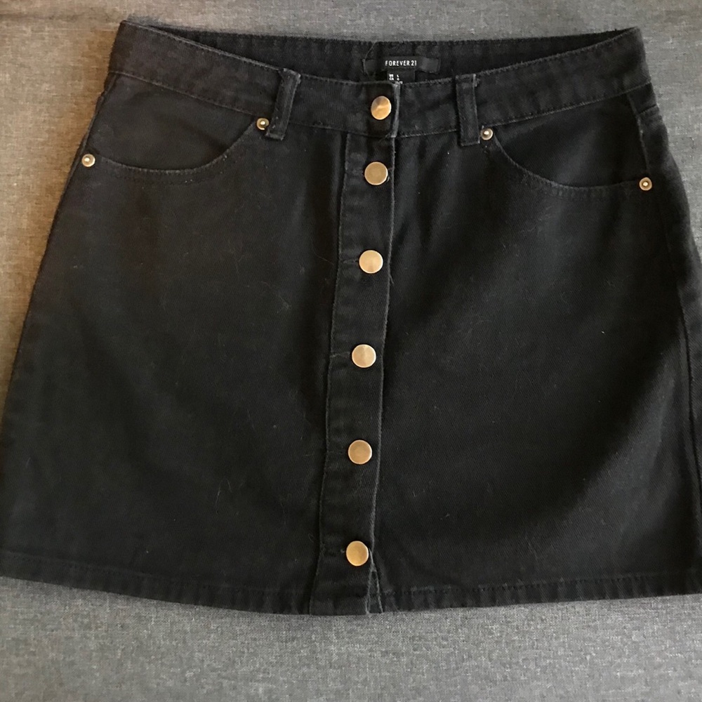Black Denim Button Down Skirt